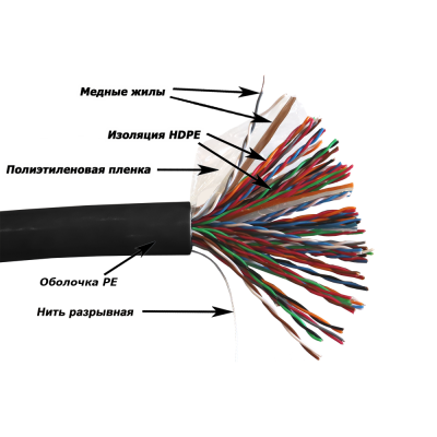 Кабель UTP, 50 пар, Кат. 5e, внешний, черный, 305м в кат. TWT-5EUTP50-XS-OUT