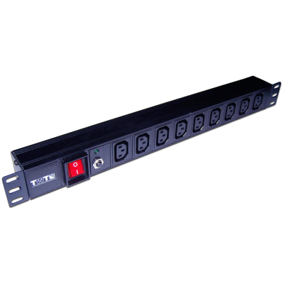 Блок розеток 19 9 шт. C13, 10A 250V, без шнура питания TWT-PDU19-10A9C3