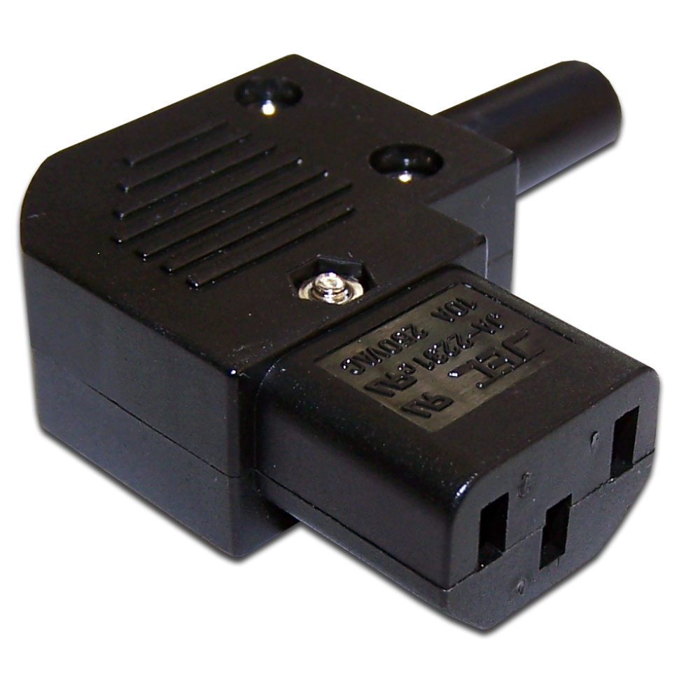 Lanmaster LAN-IEC-320-C13/90 Вилка электрическая кабельная, IEC 60320, C13, 10A, 250V, угловая, разборная, черная, LANMASTER