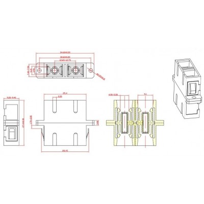 FA-P11Z-DSC/DSC-N/BK-BG Оптический проходной адаптер SC/PC-SC/PC, MM, duplex, корпус пластиковый, бежевый, черные колпачки Hyperline