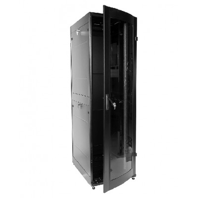 Шкаф телекоммуникационный напольный ЦМО ШТК-МП IP22 42U 1869х600х600 стеклянная дверь задняя дверь металлическая чёрный ШТК-МП-42.6.6-1ААА-9005