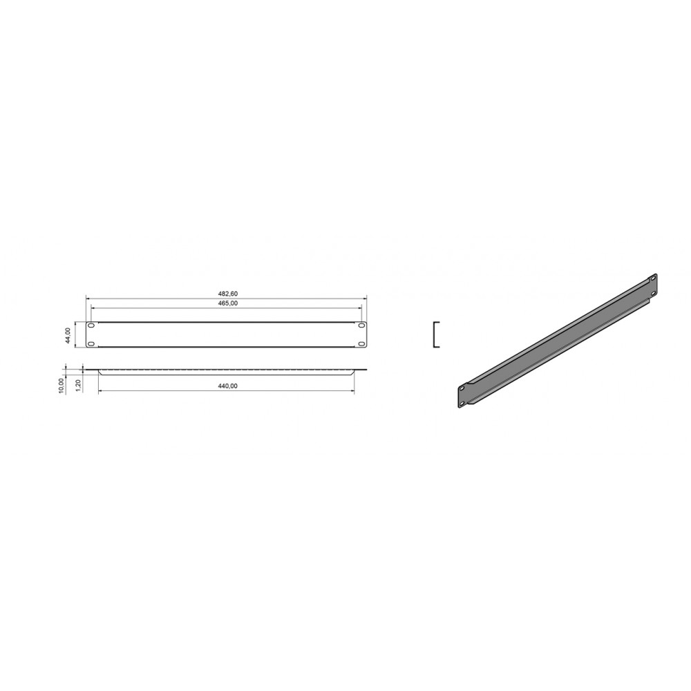 BPV-1-RAL9005 Фальшпанель на 1U, цвет черный (RAL 9005) Hyperline