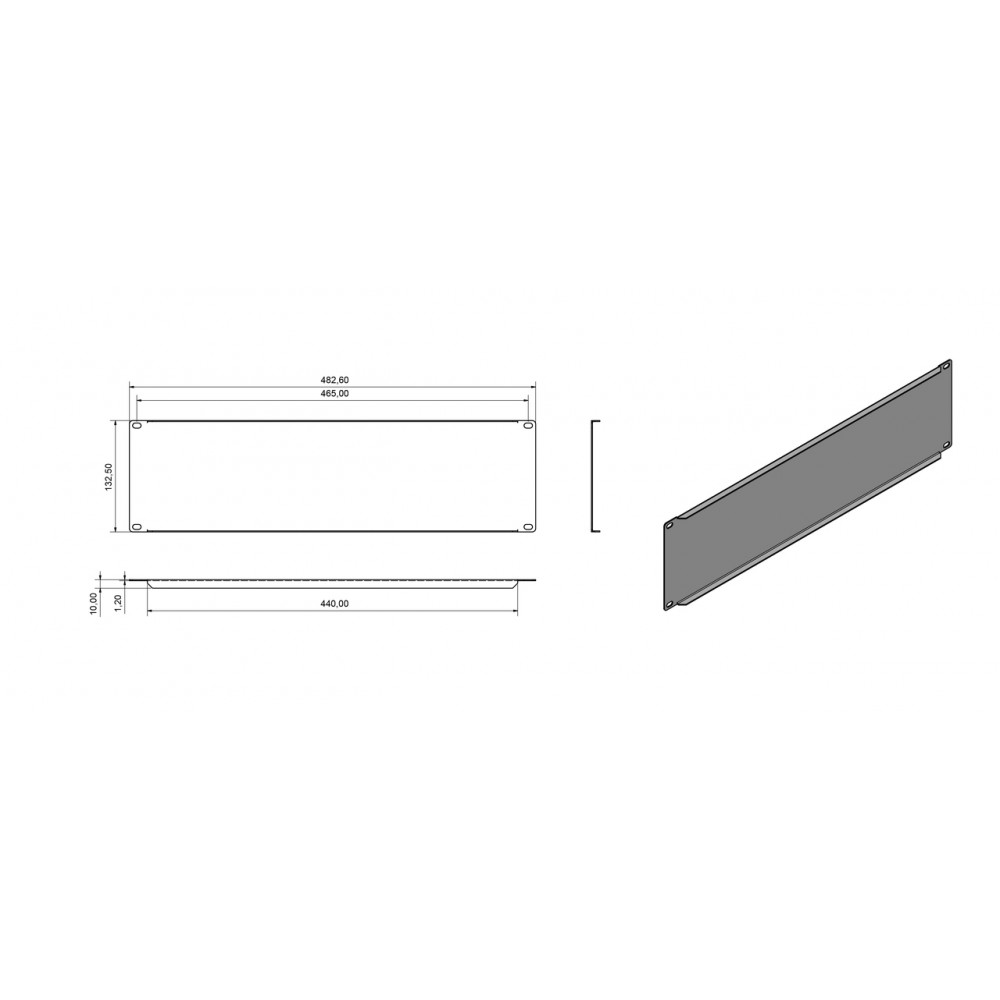 BPV-3-RAL9005 Фальшпанель на 3U, цвет черный (RAL 9005) Hyperline