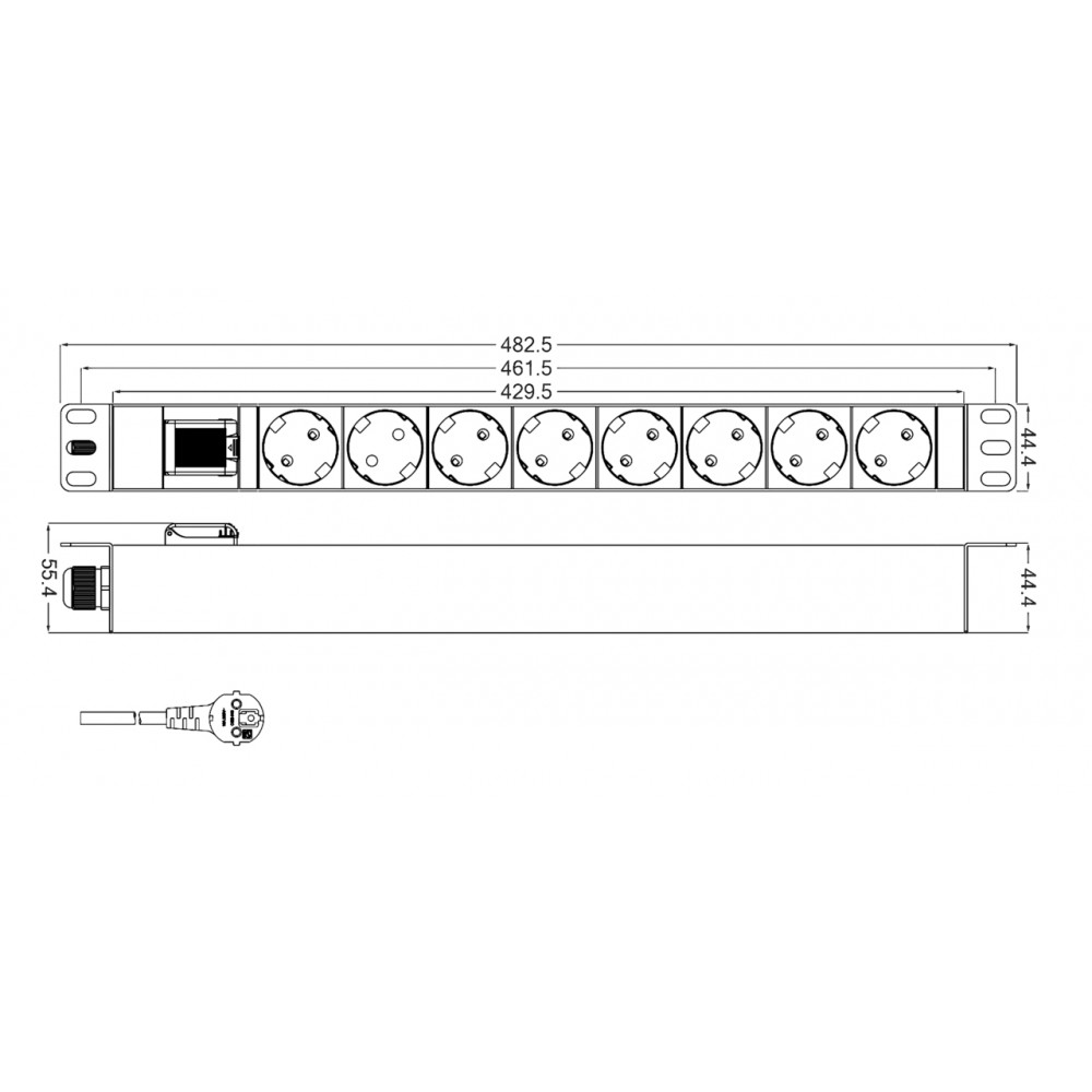 SHT19-8SH-S-2.5EU Блок розеток 19