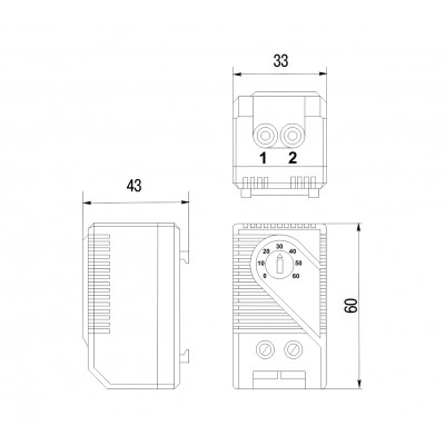 KL-TRS-OP-060 Термостат нормально-разомкнутый 0-60°C, аналог KTS 011 Hyperline