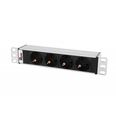 Блок розеток Rem-10 без шнура, 4 Sсhuko, вход IEC 60320 C14, 10A, алюм., 10