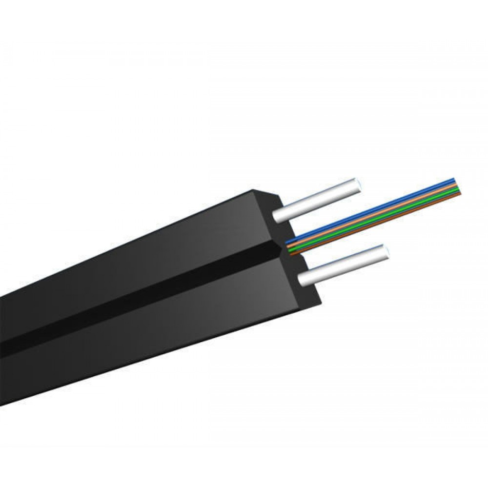 ВО кабель TWT универсальный FTTH Drop,  плоский, steel wire, нг(А)-LS, 2 волокна, OS2 Ultra, белый