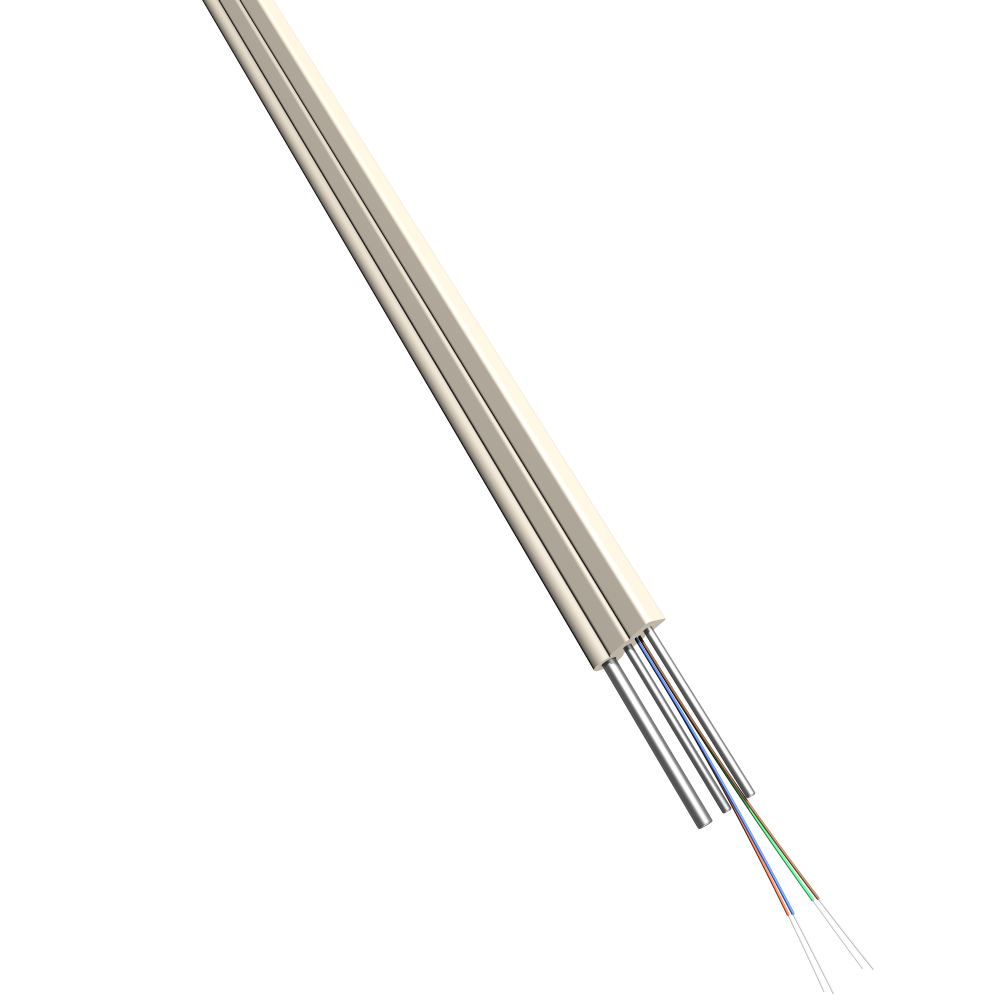 ВО кабель TWT универсальный FTTH Drop с тросом, плоский, steel wire,  нг(А)-LS, 4xOS2 Ultra, белый