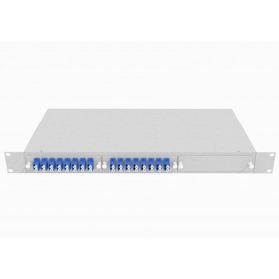 Кросс оптический стоечный 19, 32 LC/UPC адаптера, одномодовый SM 9/125 (OS2), 1U, серый, укомплектованный, TopLAN