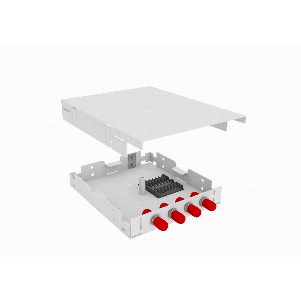 Кросс оптический, настенный, 4 ST/UPC адаптера, одномодовый, TopLAN, укомплектованный