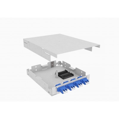 Кросс оптический, настенный, 8 LC/UPC адаптеров, одномодовый SM 9/125 (OS2), укомплектованный, TopLAN