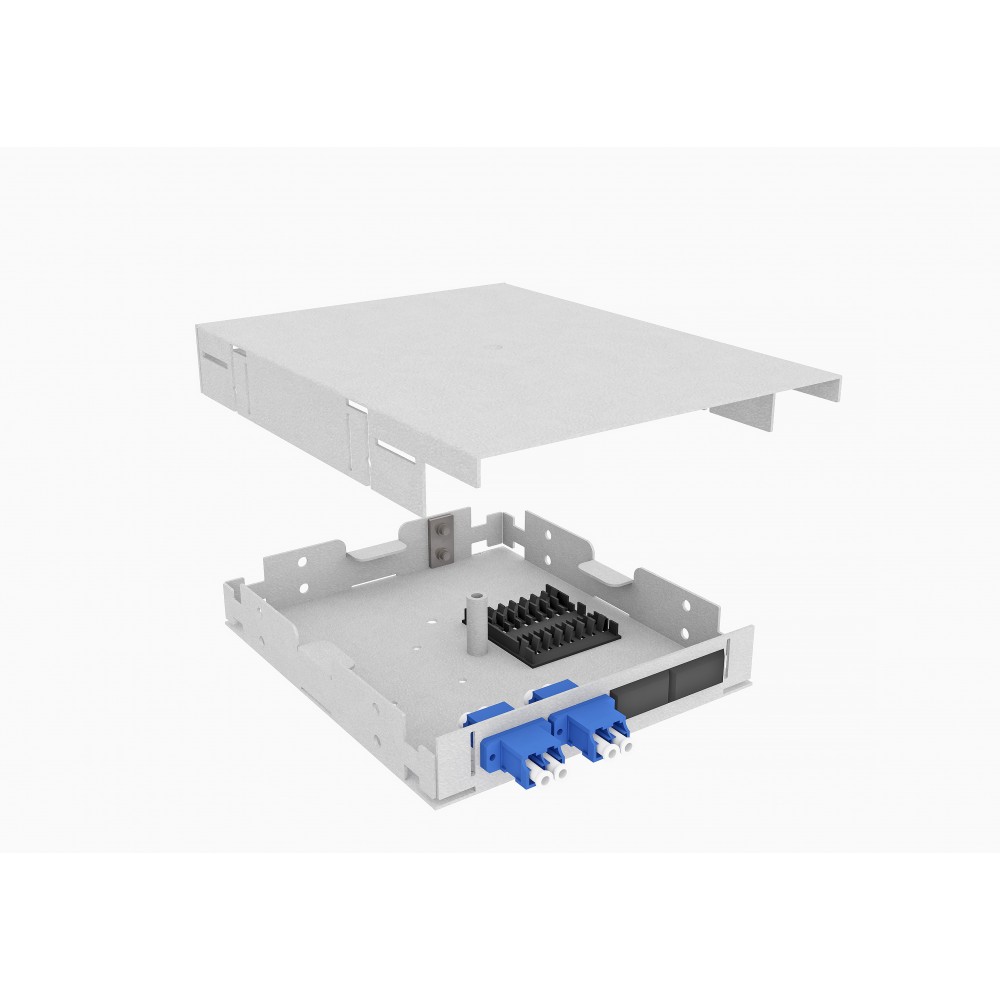Кросс оптический, настенный, 4 LC/UPC адаптера, одномодовый, TopLAN, укомплектованный