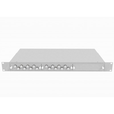 Кросс оптический стоечный 19, 16 FC/UPC адаптеров, многомодовый (50/125), 1U, серый, укомплектованный, TopLAN