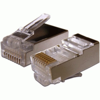 Коннектор RJ45 STP 8P8C, универсальный, со вставкой, cat.6, 100 шт. TWT-PL45/S-8P8C-6V