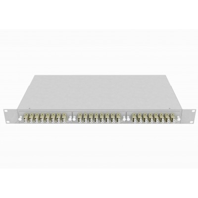 Кросс оптический стоечный 19, 48 LC/UPC адаптеров, многомодовый (50/125), 1U, серый, укомплектованный, TopLAN