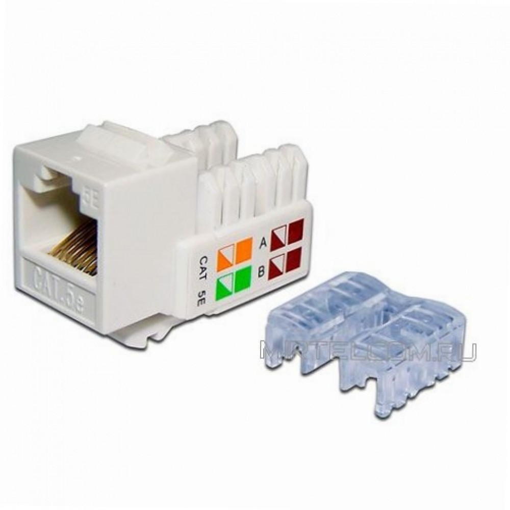 Модуль Keystone RJ45, кат.5e, UTP, 90 градусов, белый, NewMax NM-KSTU90/WH