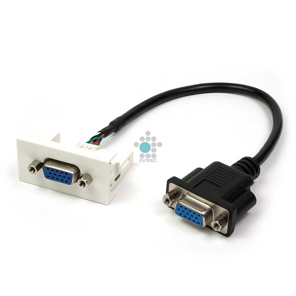 Lanmaster LAN-WA-LP-VGA-FF-3.0 Вставка Mosaic 22.5x45 с адаптером VGA D-SUB HDB-15 мама со шнуром 3м