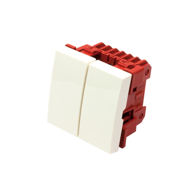 Lanmaster LAN-EC45x45-S22-WH Выключатель 2-контактный, двухклавишный 45х45, белый