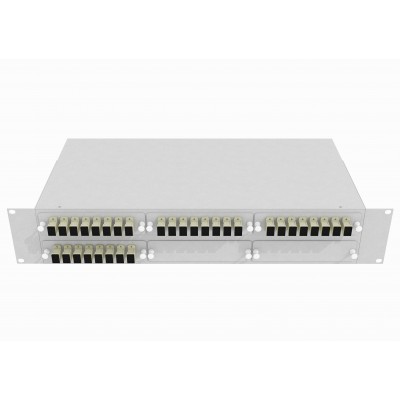 Кросс оптический стоечный 19, 32 SC/UPC адаптеров, многомодовый (50/125), 2U, серый, укомплектованный, TopLAN