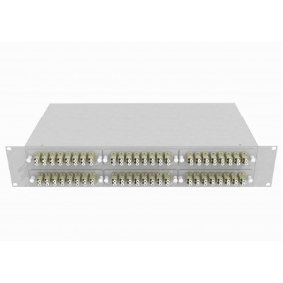 Кросс оптический стоечный 19, 96 LC/UPC адаптеров, многомодовый (50/125), 2U, серый, укомплектованный, TopLAN