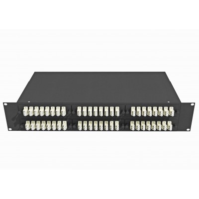 Кросс оптический стоечный 19, 96 LC/UPC адаптеров, многомодовый (50/125), 2U, черный, укомплектованный, TopLAN