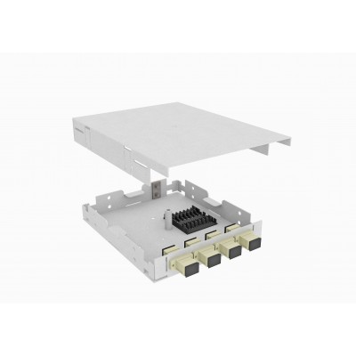 Кросс оптический, настенный, 4 SC/PC адаптера, многомодовый MM 50/125 (OM2), укомплектованный, TopLAN