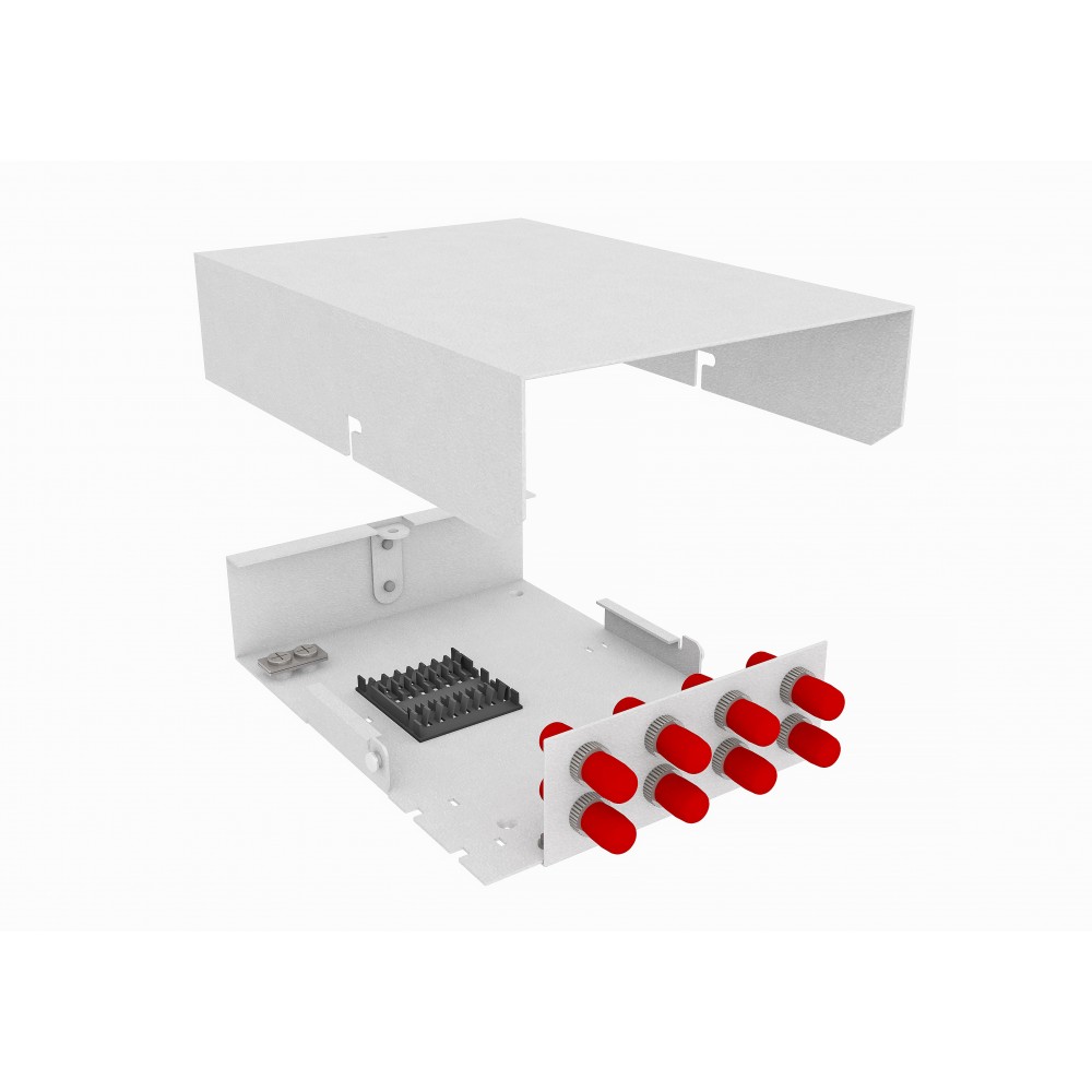 Кросс оптический, настенный, 8 ST/UPC адаптера, одномодовый, TopLAN, укомплектованный