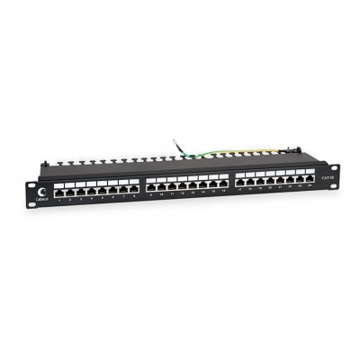 Cabeus PL-24-Cat.5e-SH-Dual IDC Патч-панель 19(1U), 24 порта RJ-45 полностью экранированная, категория 5e, Dual IDC