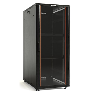 TTB-2266-AS-RAL9004 , Шкаф напольный 19-дюймовый, 22 U, 1166x600х600 мм (ВхШхГ), передняя стеклянная дверь Hyperline