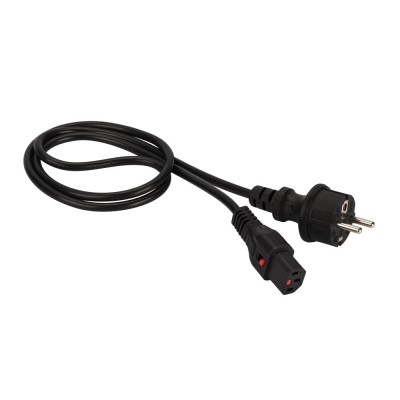 Lanmaster LAN-PP13L/SH-0.5-BK Шнур питания с блокировкой C13-Schuko, 3х0.75, 220В, 10А, черный, 0.5 метра