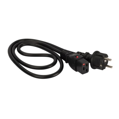 Lanmaster LAN-PP19L/SH-1.0-BK Шнур питания с блокировкой C19-Schuko, 3х1.5, 220В, 16А, черный, 1 метр