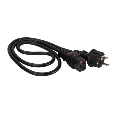 Lanmaster LAN-PP19L/SH-2.0-BK Шнур питания с блокировкой C19-Schuko, 3х1.5, 220В, 16А, черный, 2 метра