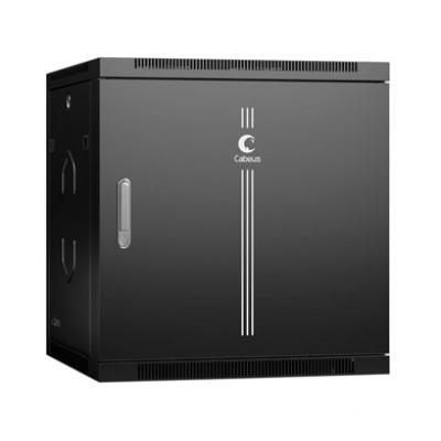 Cabeus SH-05F-12U60/60m-BK Шкаф телекоммуникационный настенный 19 12U 600x600x635mm (ШхГхВ) дверь металл, цвет черный (RAL 9004), 1 ЧАСТЬ