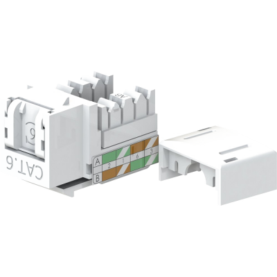 Lanmaster LAN-OK45U6/90P-WH Модуль Keystone RJ45, кат.6, UTP, 90 градусов, белый, со встроенной шторкой,