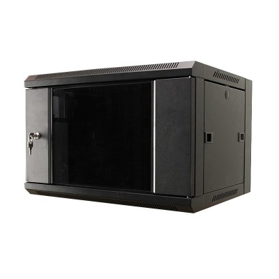 Шкаф 19 15U TopLAN настенный, 600 мм, дверь стекло, черный TOP-MDX-SH-15U60-60-GS-BK