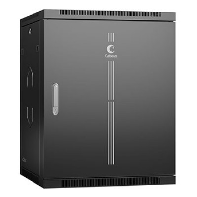 Cabeus SH-05F-15U60/45m-BK Шкаф телекоммуникационный настенный 19 15U 600x450x769mm (ШхГхВ) дверь металл, цвет черный (RAL 9004)