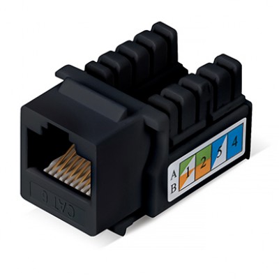 Cabeus KJ-RJ45-Cat.6-90-BK Вставка Keystone Jack RJ-45, категория 6, заделка тип 110, черная