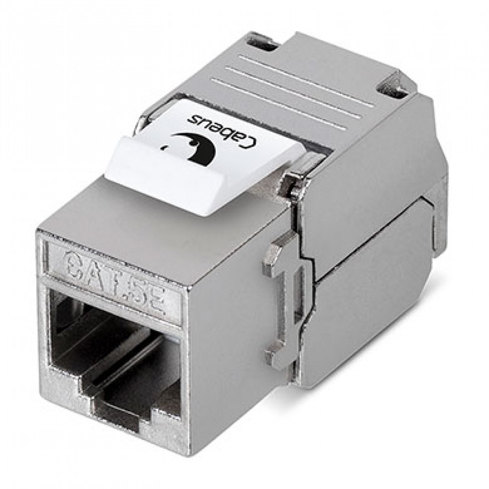 Cabeus KJ-RJ45-Cat.5e-SH-180-Toolless Вставка Keystone Jack RJ-45(8P8C), 180 градусов, категория 5e, экранированная, без инструмента Toolless, белая