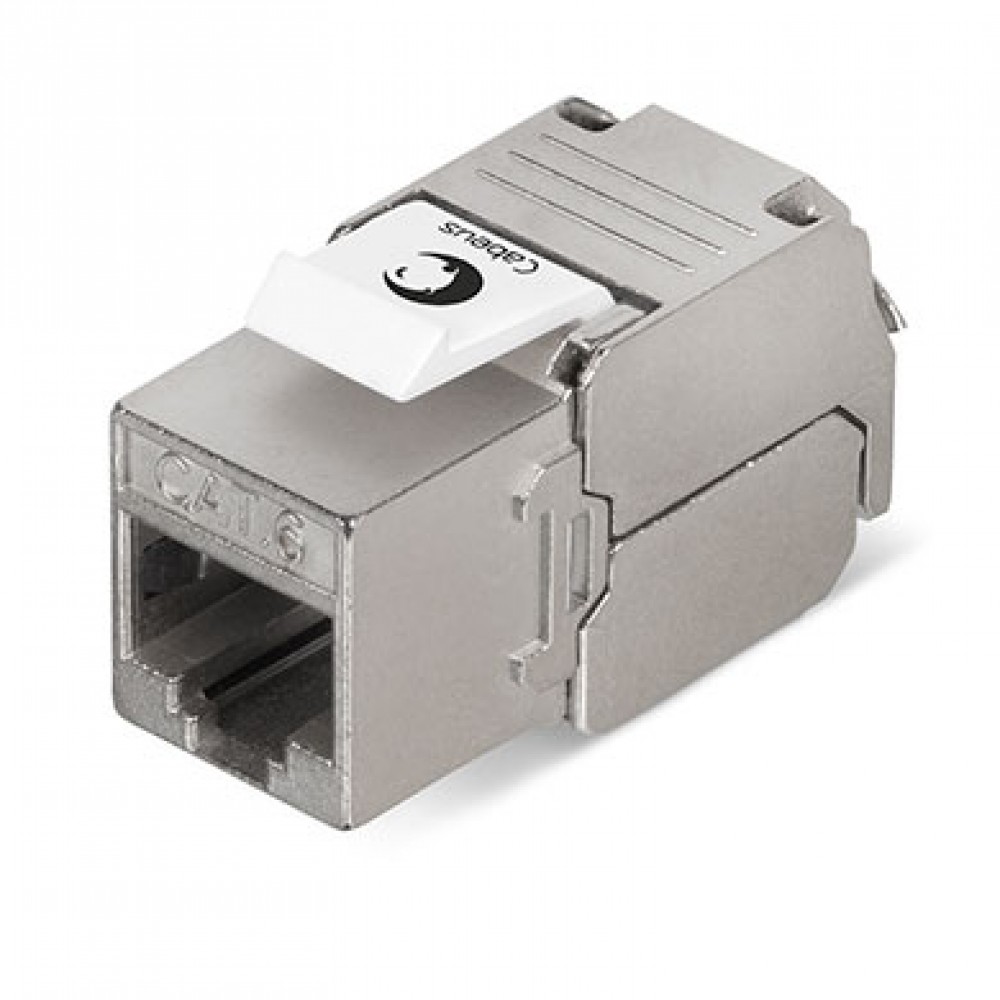 Cabeus KJ-RJ45-Cat.6-SH-180-Toolless Вставка Keystone Jack RJ-45(8P8C), 180 градусов, категория 6, экранированная, без инструмента Toolless, белая