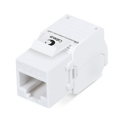 Cabeus KJ-RJ45-Cat.6A-180-Toolless Вставка Keystone Jack RJ-45(8P8C), 180 градусов, категория 6A, без инструмента Toolless, белая