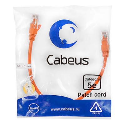 Cabeus PC-UTP-RJ45-Cat.5e-0.3m-OR-LSZH Патч-корд U/UTP, категория 5е, 2xRJ45/8p8c, неэкранированный, оранжевый, LSZH, 0.3м
