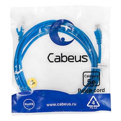 Cabeus PC-UTP-RJ45-Cat.5e-3m-BL-LSZH Патч-корд U/UTP, категория 5е, 2xRJ45/8p8c, неэкранированный, синий, LSZH, 3м