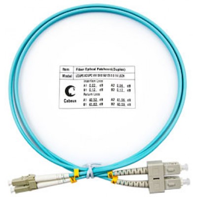 Cabeus FOP-50-LC-SC-1m Шнур оптический duplex LC-SC 50/125 mm OM3 1м LSZH