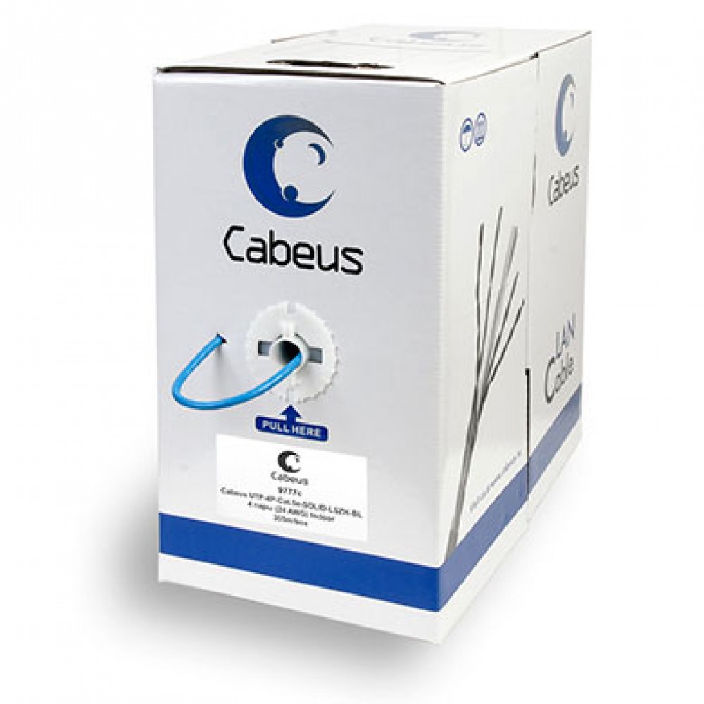 Cabeus UTP-4P-Cat.5e-SOLID-LSZH-BL Кабель витая пара UTP (U/UTP), категория 5e, 4 пары (24 AWG), одножильный, синий, LSZH (Low Smoke Zero Halogen) (30