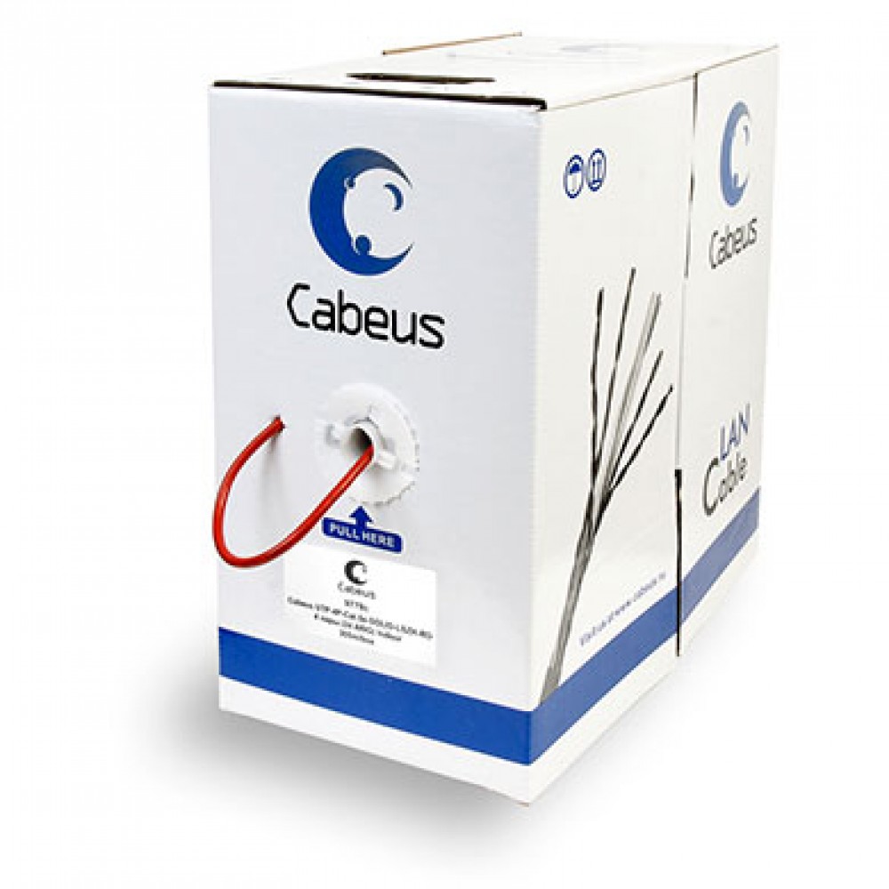 Cabeus UTP-4P-Cat.5e-SOLID-LSZH-RD Кабель витая пара UTP (U/UTP), категория 5e, 4 пары (24 AWG), одножильный, красный, LSZH (Low Smoke Zero Halogen) (