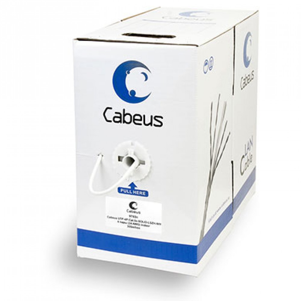 Cabeus UTP-4P-Cat.5e-SOLID-LSZH-WH Кабель витая пара UTP (U/UTP), кат 5e, 4 пары (24 AWG), одножильный, белый, LSZH (305м)