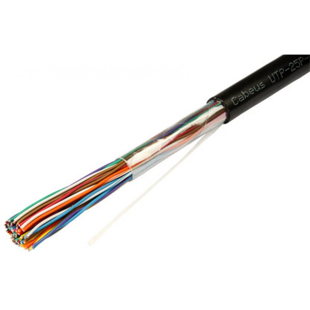 Cabeus UTP-25P-Cat.3-OUT Кабель витая пара UTP (U/UTP), категория 3, 25 пар (24 AWG), одножильный (solid), для внешней прокладки, UV PE