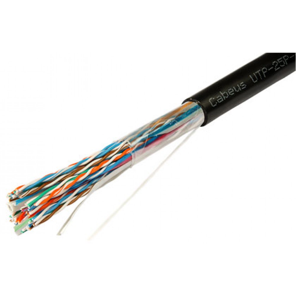 Cabeus UTP-25P-Cat.5-OUT Кабель витая пара UTP (U/UTP), категория 5, 25 пар (24 AWG), одножильный (solid), для внешней прокладки, UV PE