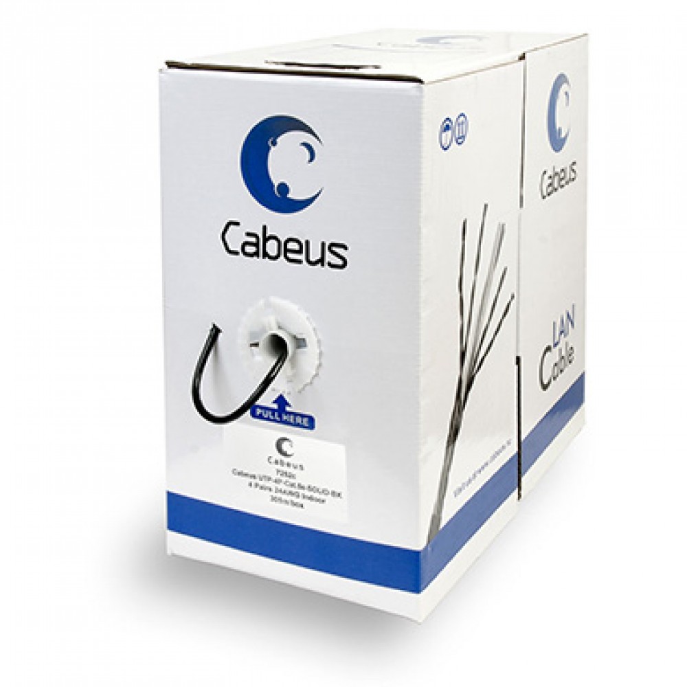 Cabeus UTP-4P-Cat.5e-SOLID-BK Кабель витая пара UTP (U/UTP), категория 5e, 4 пары 0,51мм (24 AWG), одножильный, черный (305 м)