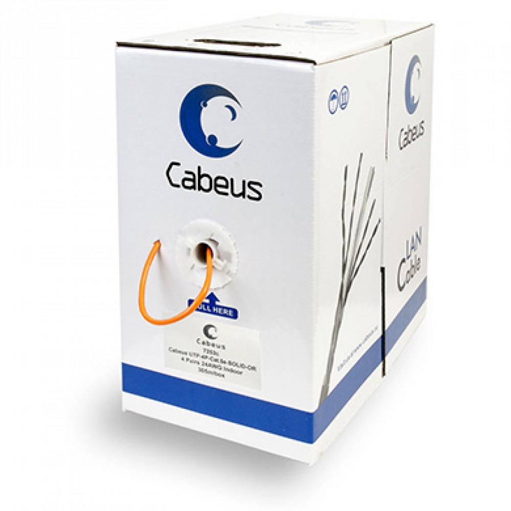 Cabeus UTP-4P-Cat.5e-SOLID-OR Кабель витая пара UTP (U/UTP), категория 5e, 4 пары 0,51мм (24 AWG), одножильный, оранжевый (305 м)